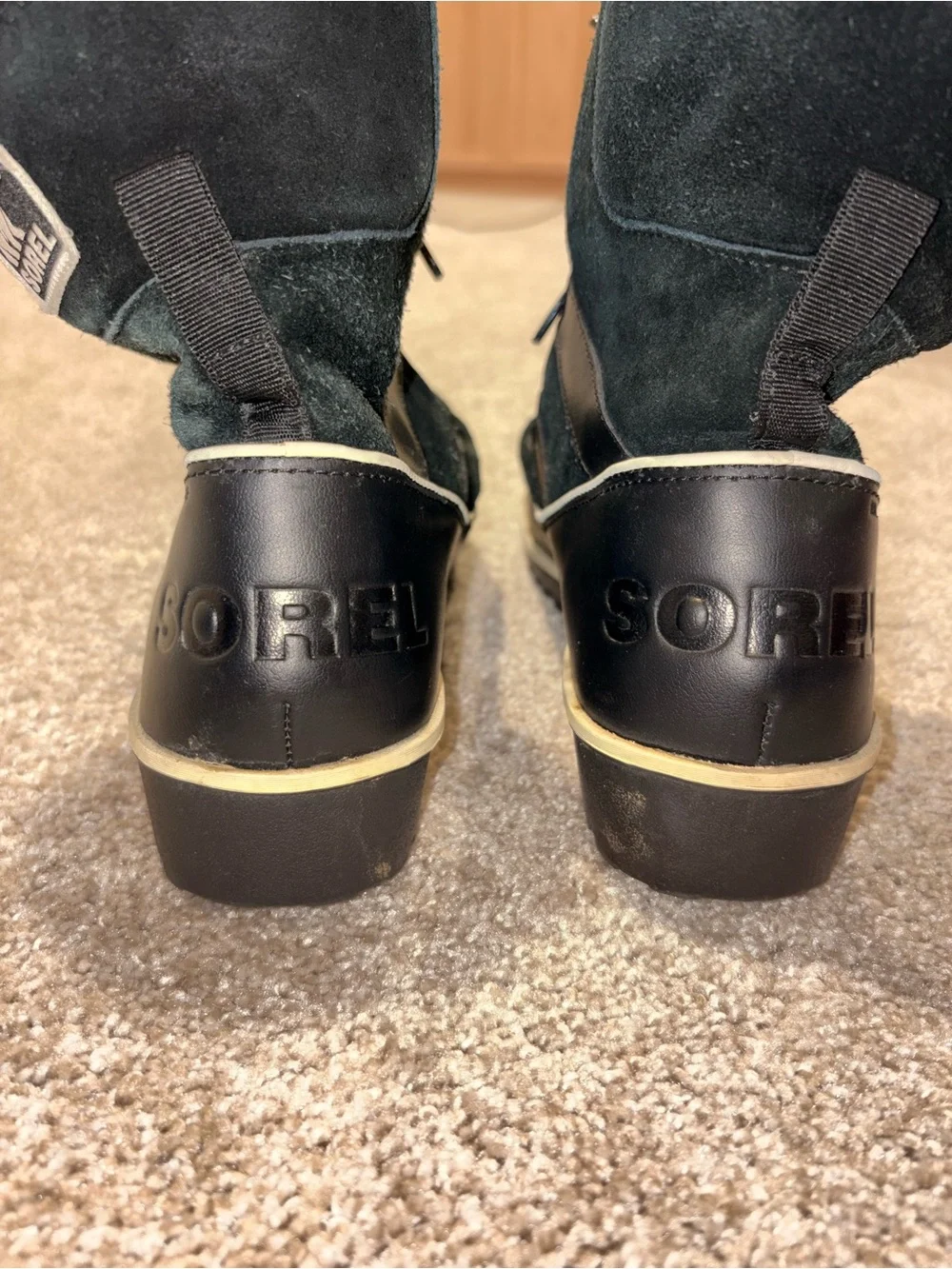 Sorel Black Faux-Fur Lace-Up Winter Boots
